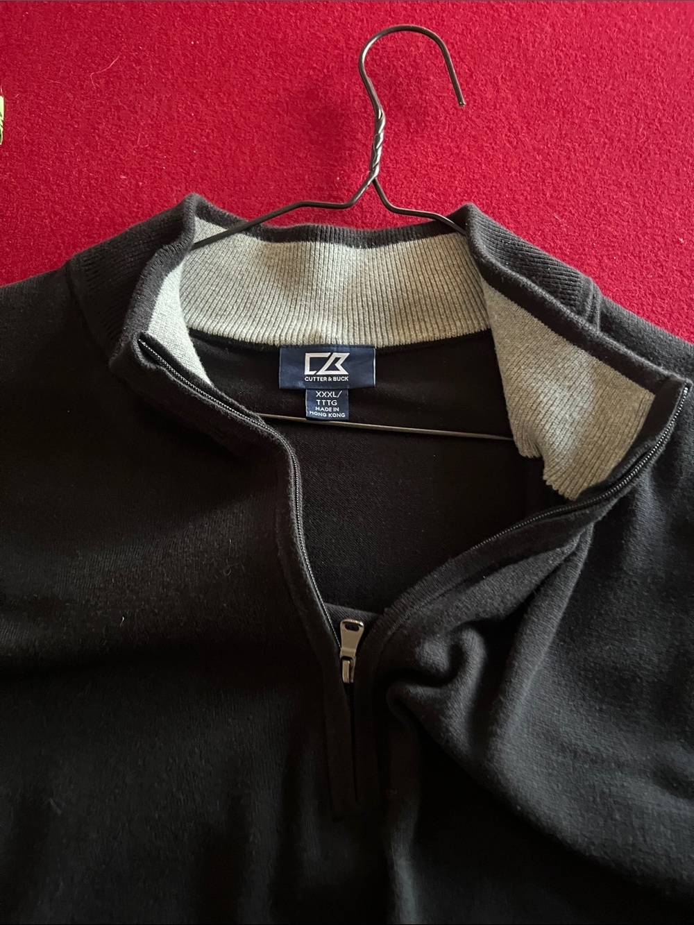 Cutter & Buck Black Quarter-Zip Sweater with Light Gray Inner Collar